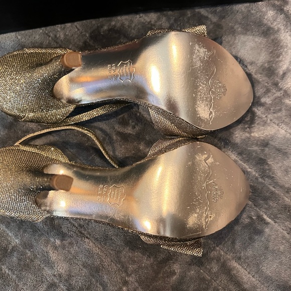 Nina Platino Bliss stilettos gold/black glitter mesh, rhinestones size 7 - Picture 5 of 8